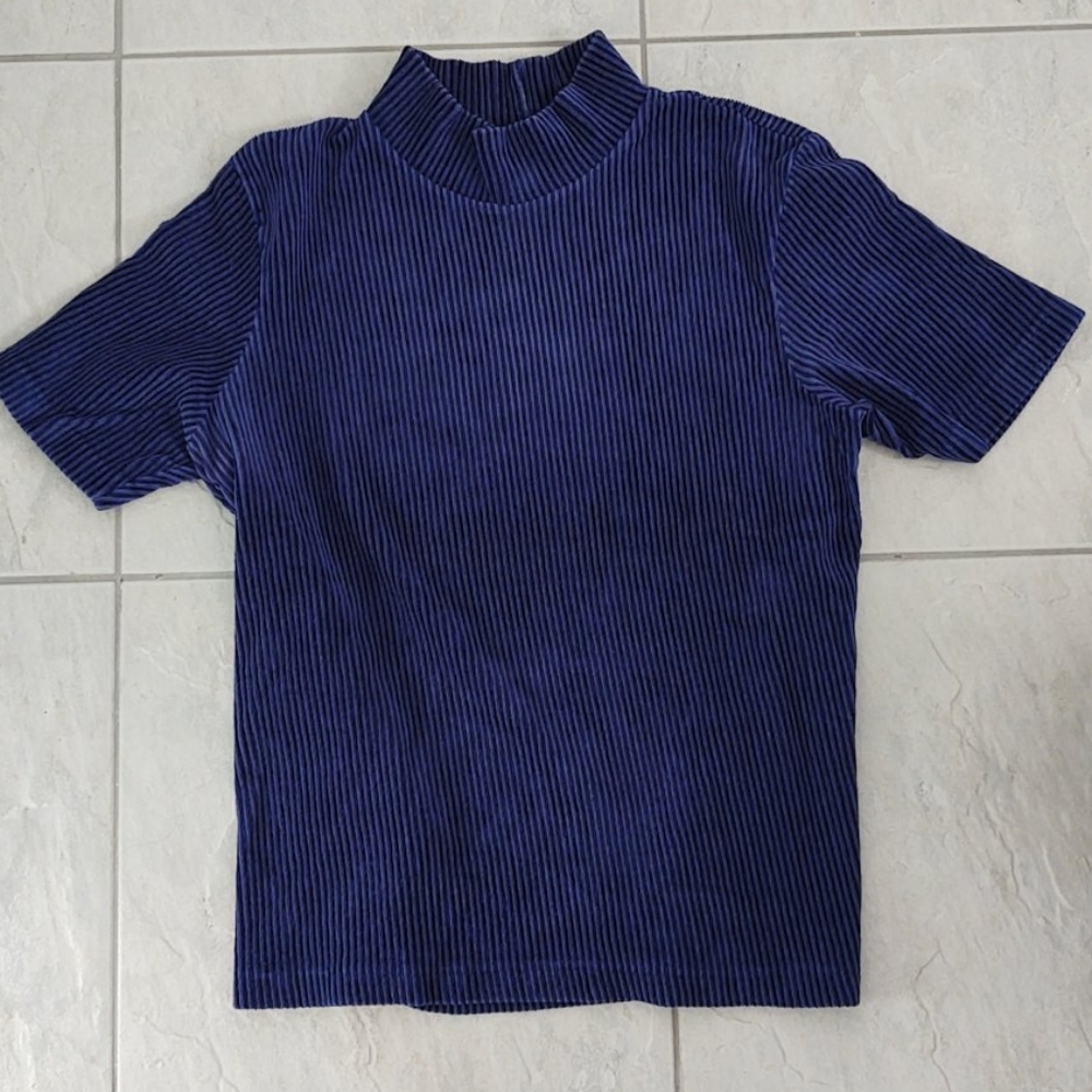 NY Co royal blue ribbed short sleeve turleneck